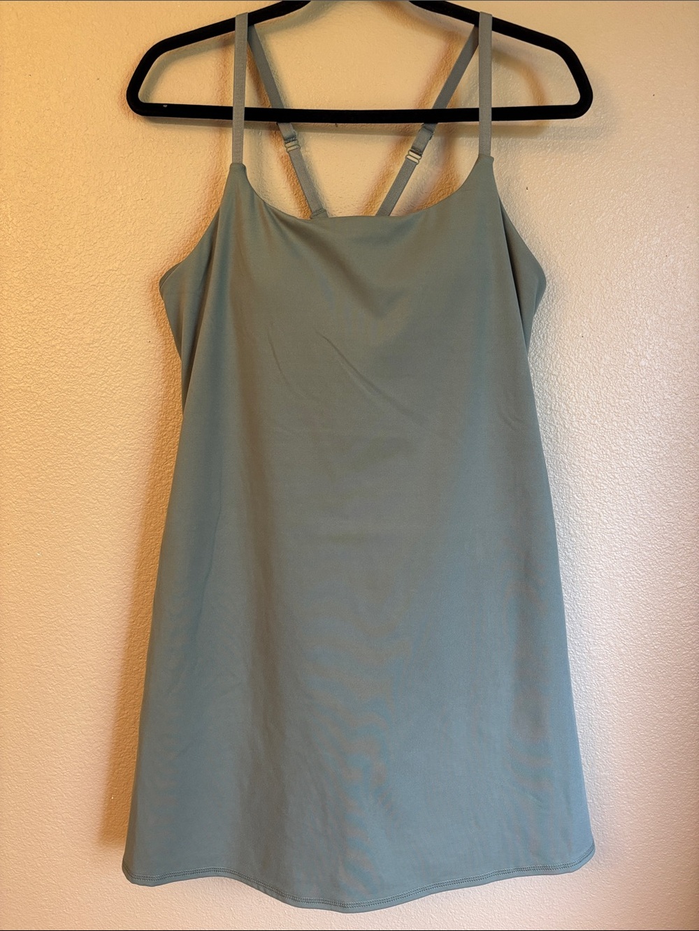 ❌SOLD!❌ Danskin Skinny Strap Active Mini Dress L Sage Green Shorts Romper - Picture 2 of 16